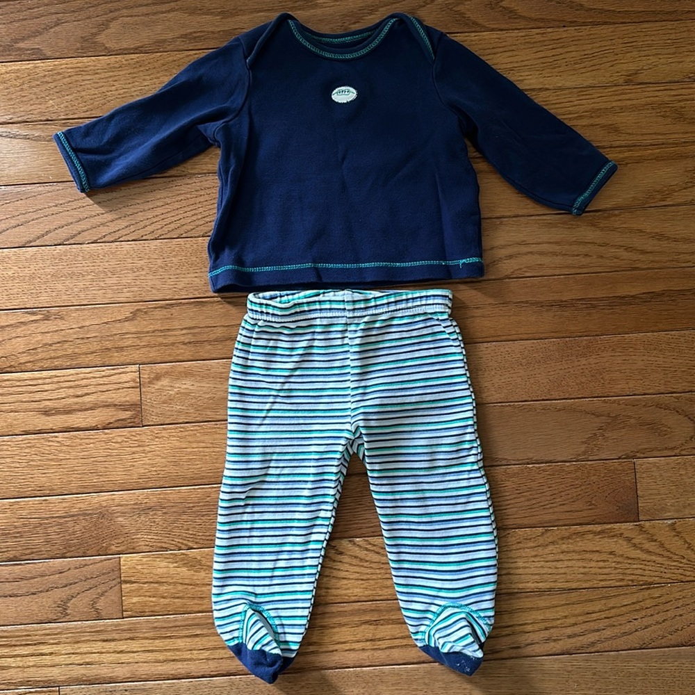 🏈 LITTLE ME boys Matching Set long sleeve shirt football pants 6 months baby EUC